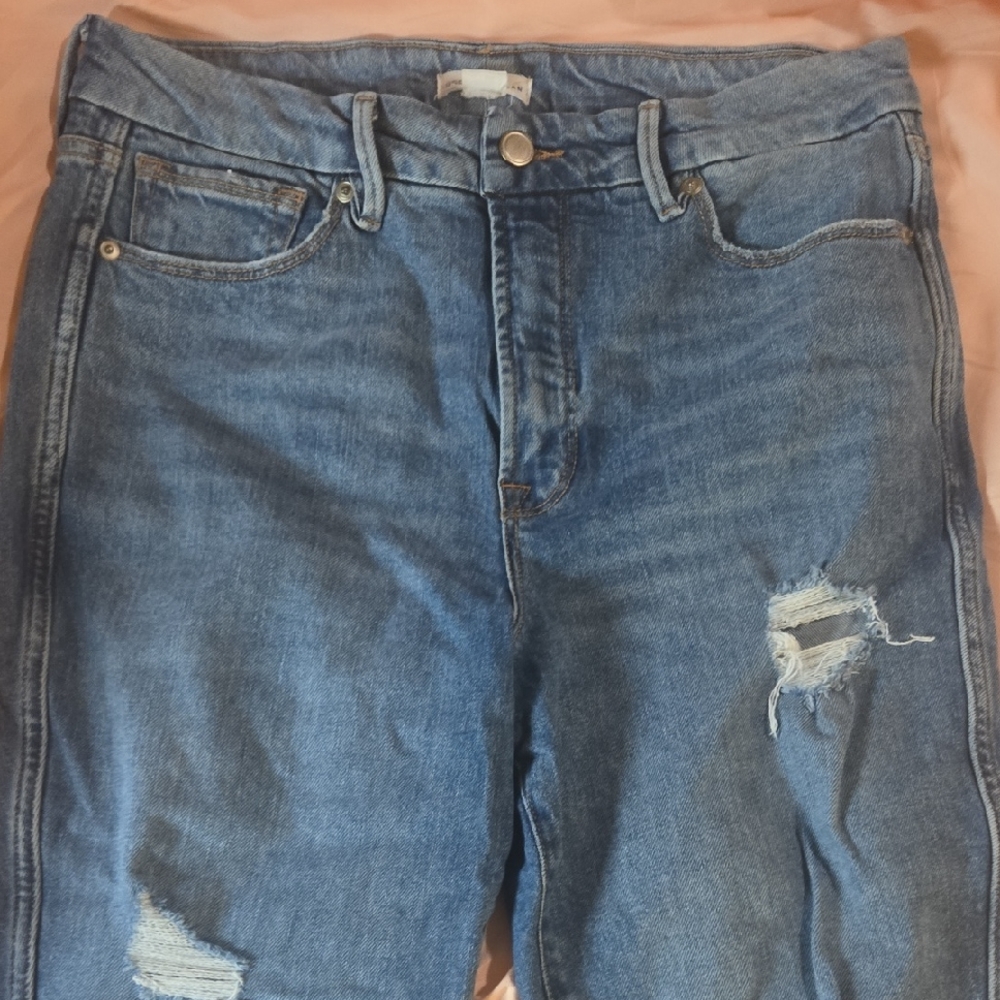 Good American High Rise Blue Distressed Jeans